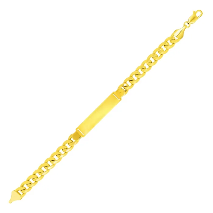MayaMila Bracelets 14k Yellow Gold Light Miami Cuban Chain Mens ID Bracelet