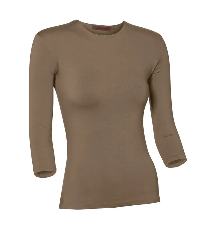 Pea Bee Jae Earrings PBJ Ladies Modal 34 Sleeve Shell Taupe
