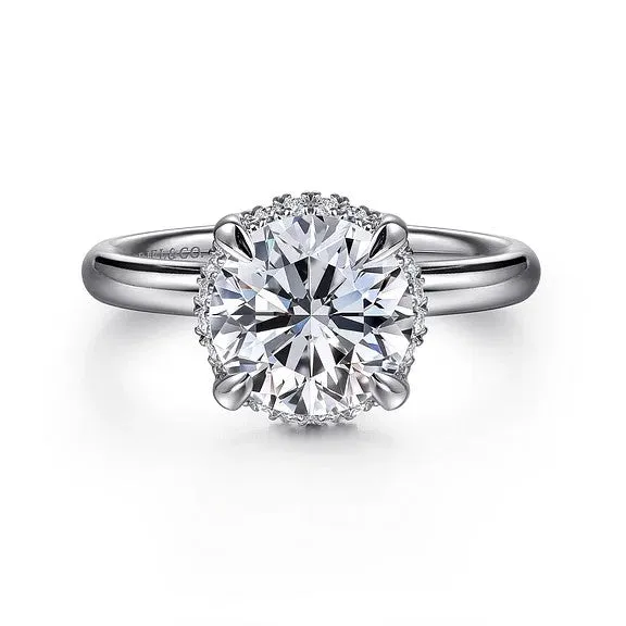 Symphony 14K White Gold Round Hidden Halo Diamond Engagement Ring Setting Only GABRIEL CO Rings Symphony 14K White Gold Round Hidden Halo Diamond Engagement Ring Setting Only GABRIEL CO Rings