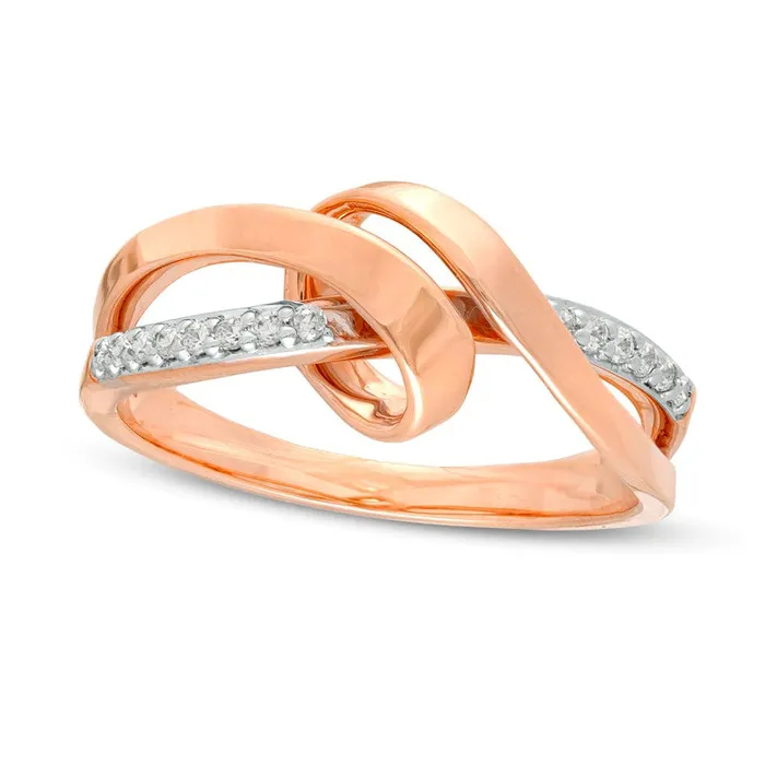 010 CT TW Natural Diamond Ribbon Overlay Ring in Solid 10K Rose Gold Goldia Rings 010 CT TW Natural Diamond Ribbon Overlay Ring in Solid 10K Rose Gold Goldia Rings