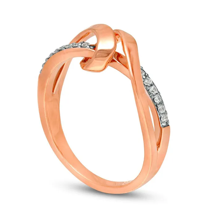 010 CT TW Natural Diamond Ribbon Overlay Ring in Solid 10K Rose Gold Goldia Rings 010 CT TW Natural Diamond Ribbon Overlay Ring in Solid 10K Rose Gold Goldia Rings