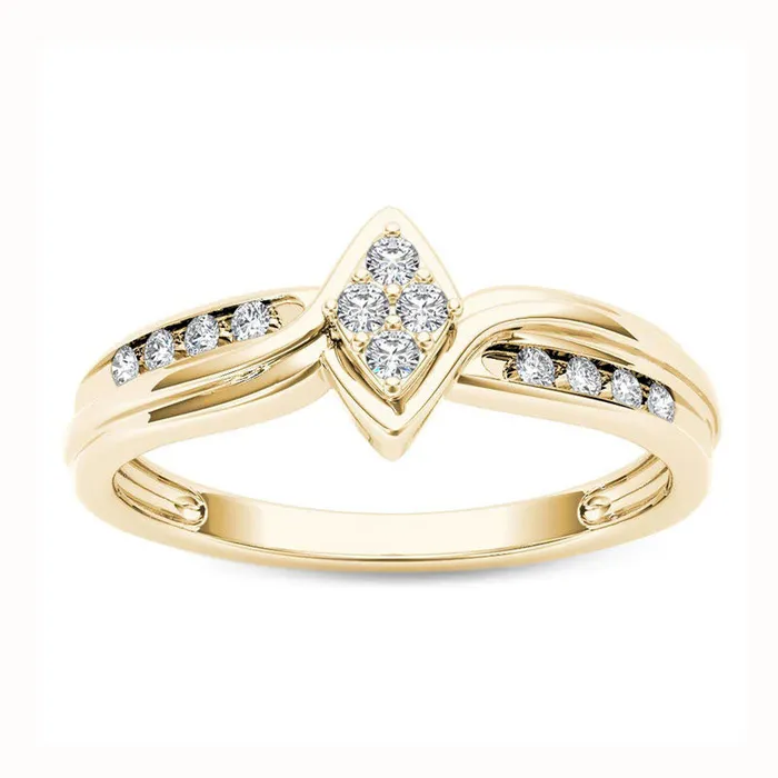 010 CT TW Quad Natural Diamond Marquise Bypass Ring in Solid 10K Yellow Gold Goldia Rings 010 CT TW Quad Natural Diamond Marquise Bypass Ring in Solid 10K Yellow Gold Goldia Rings
