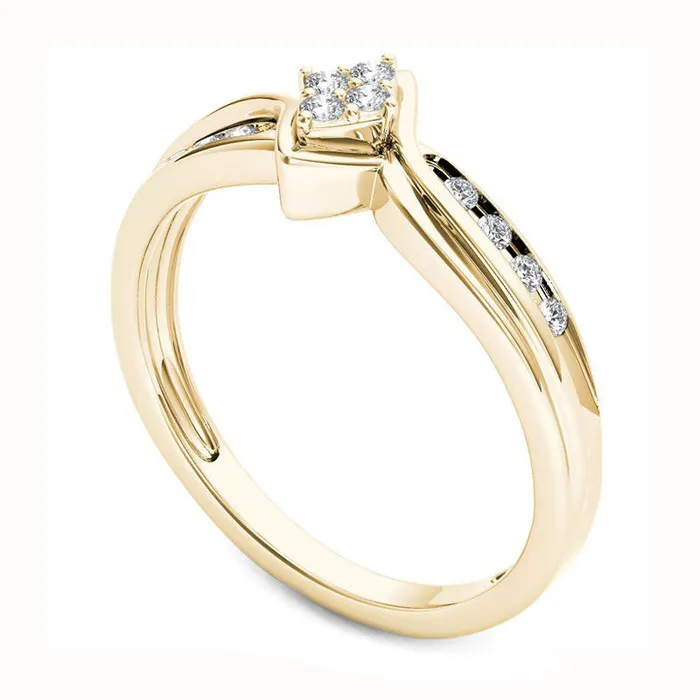 010 CT TW Quad Natural Diamond Marquise Bypass Ring in Solid 10K Yellow Gold Goldia Rings 010 CT TW Quad Natural Diamond Marquise Bypass Ring in Solid 10K Yellow Gold Goldia Rings