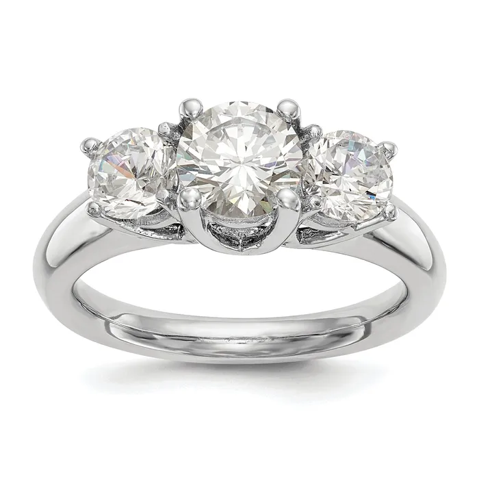 013ct CZ Solid Real 14K White Gold 3Stone Engagement Ring Goldia Rings