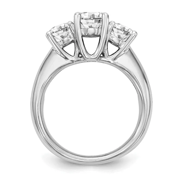 013ct CZ Solid Real 14K White Gold 3Stone Engagement Ring Goldia Rings