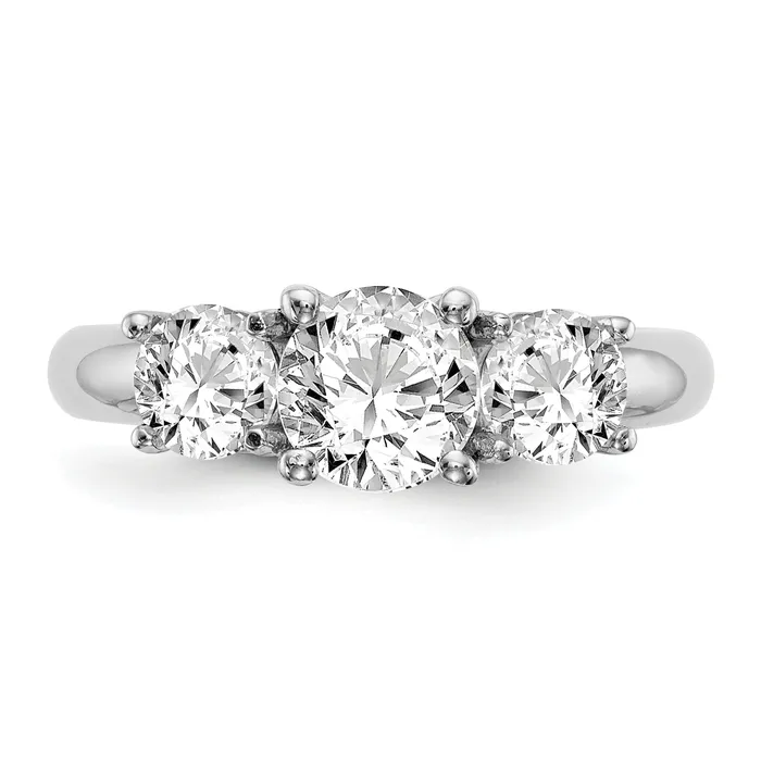 013ct CZ Solid Real 14K White Gold 3Stone Engagement Ring Goldia Rings