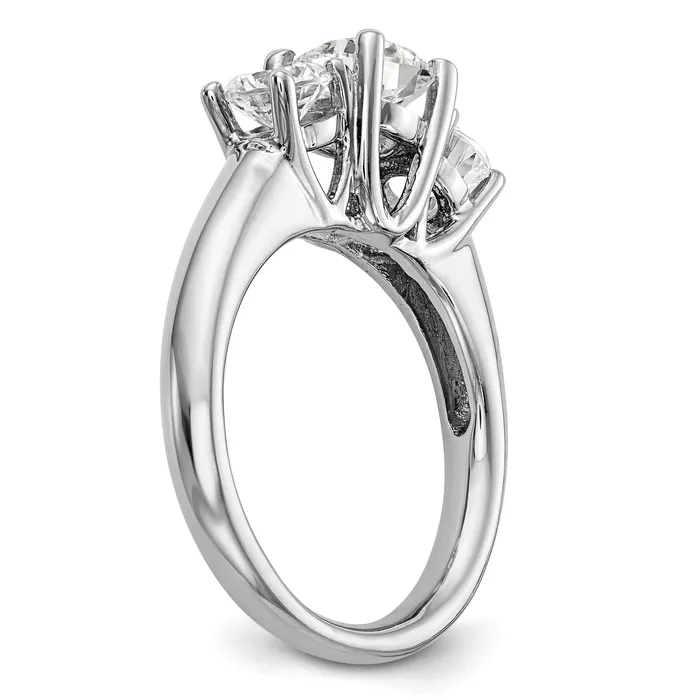 013ct CZ Solid Real 14K White Gold 3Stone Engagement Ring Goldia Rings