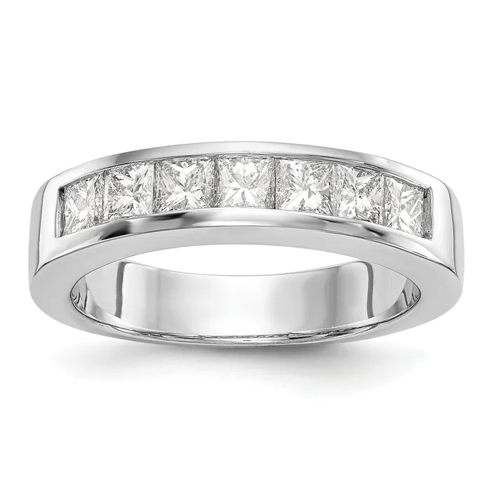 100ct CZ Solid Real 14K White Gold 7Stone Channel Wedding Band Ring Goldia Rings 100ct CZ Solid Real 14K White Gold 7Stone Channel Wedding Band Ring Goldia Rings
