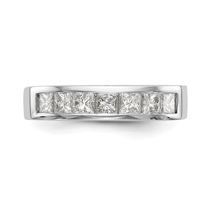 100ct CZ Solid Real 14K White Gold 7Stone Channel Wedding Band Ring Goldia Rings