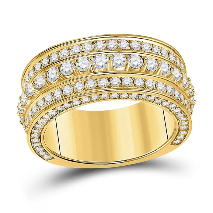 10k Yellow Gold Round Diamond Statement Band Ring 3 Cttw gndatlanta Rings 10k Yellow Gold Round Diamond Statement Band Ring 3 Cttw gndatlanta Rings