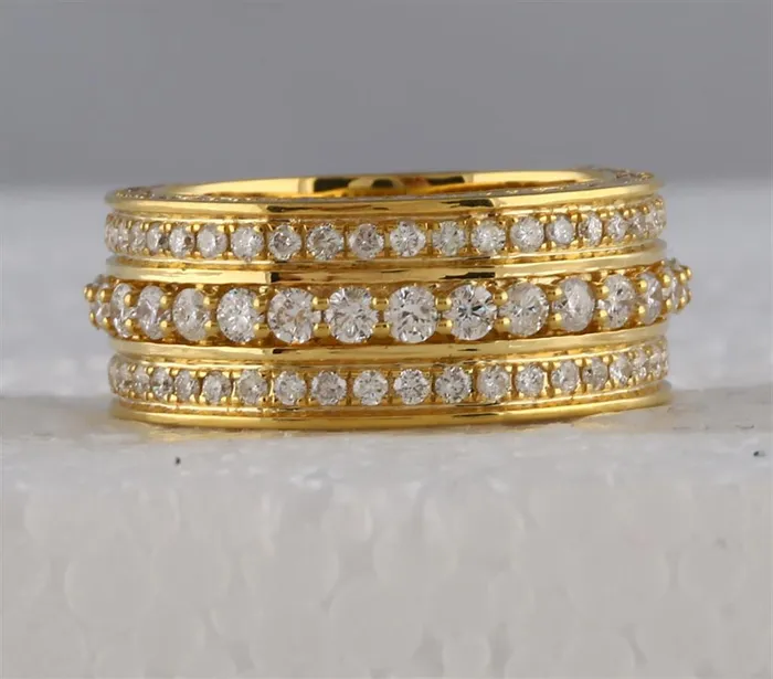 10k Yellow Gold Round Diamond Statement Band Ring 3 Cttw gndatlanta Rings