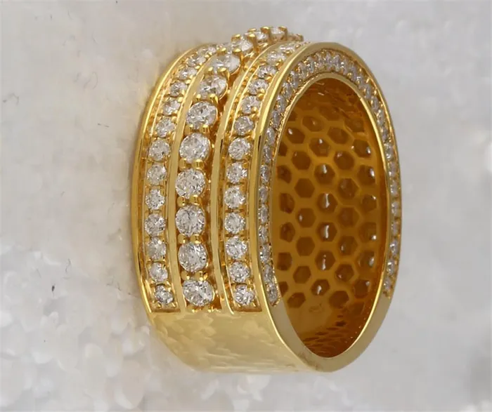 10k Yellow Gold Round Diamond Statement Band Ring 3 Cttw gndatlanta Rings