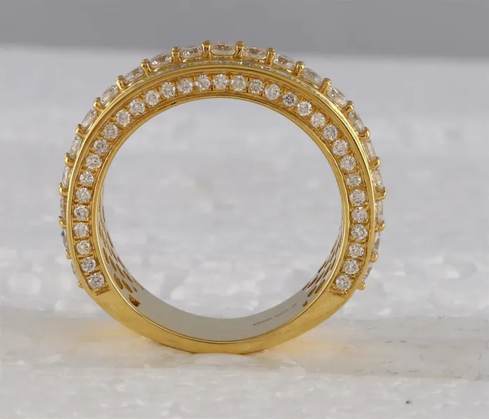 10k Yellow Gold Round Diamond Statement Band Ring 3 Cttw gndatlanta Rings