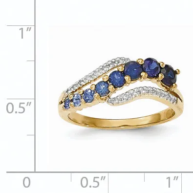14k and Rhodium Lab Created Ceylon SappLab Created Sapp and Diamond Ring Goldiacom Rings