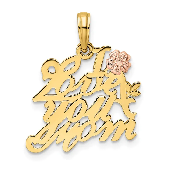 14k Twotone Gold Rose Yellow Gold I Love You Mom Pendant Goldia Rings