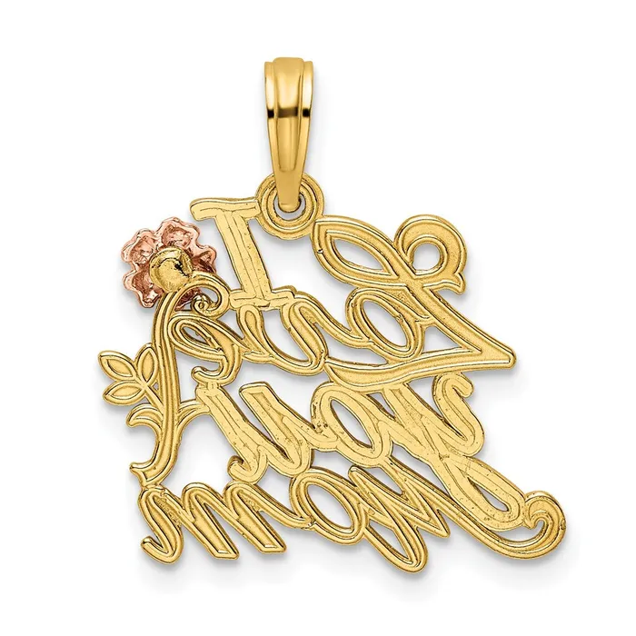 14k Twotone Gold Rose Yellow Gold I Love You Mom Pendant Goldia Rings