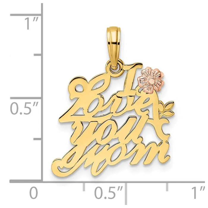 14k Twotone Gold Rose Yellow Gold I Love You Mom Pendant Goldia Rings