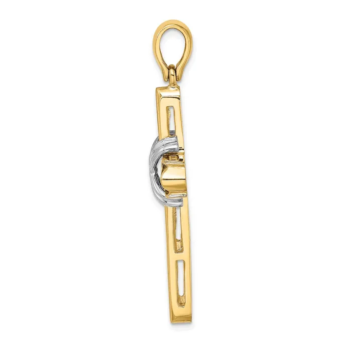 14k Twotone Gold X Center Polished Cross Goldia Rings