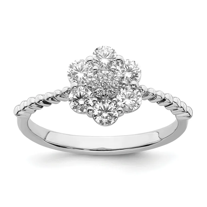 14K White Gold Lab Grown Diamond VSSI FGH Floral Ring Goldia Rings