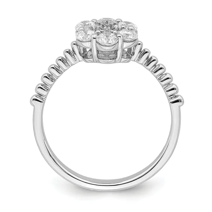 14K White Gold Lab Grown Diamond VSSI FGH Floral Ring Goldia Rings