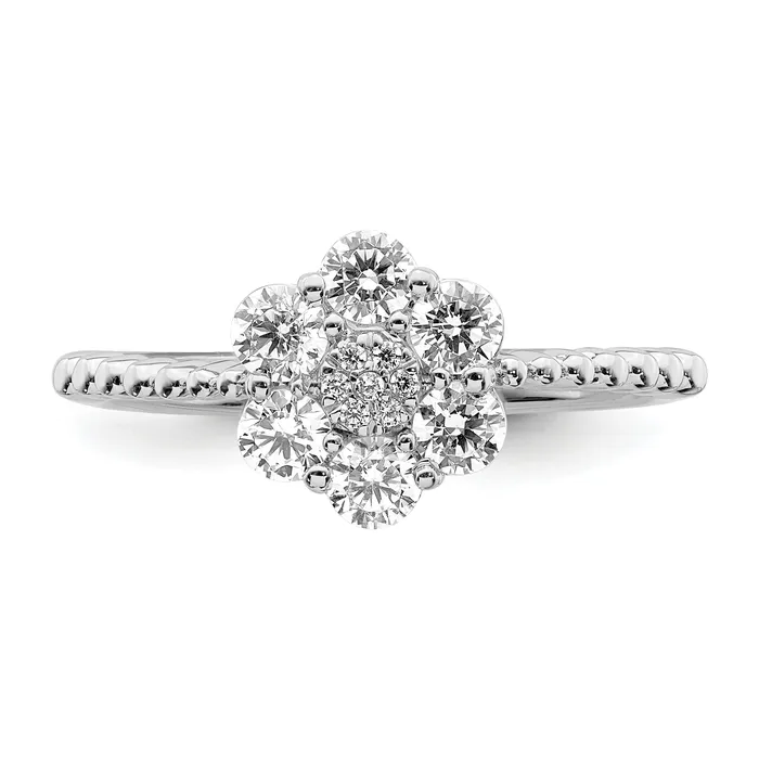 14K White Gold Lab Grown Diamond VSSI FGH Floral Ring Goldia Rings