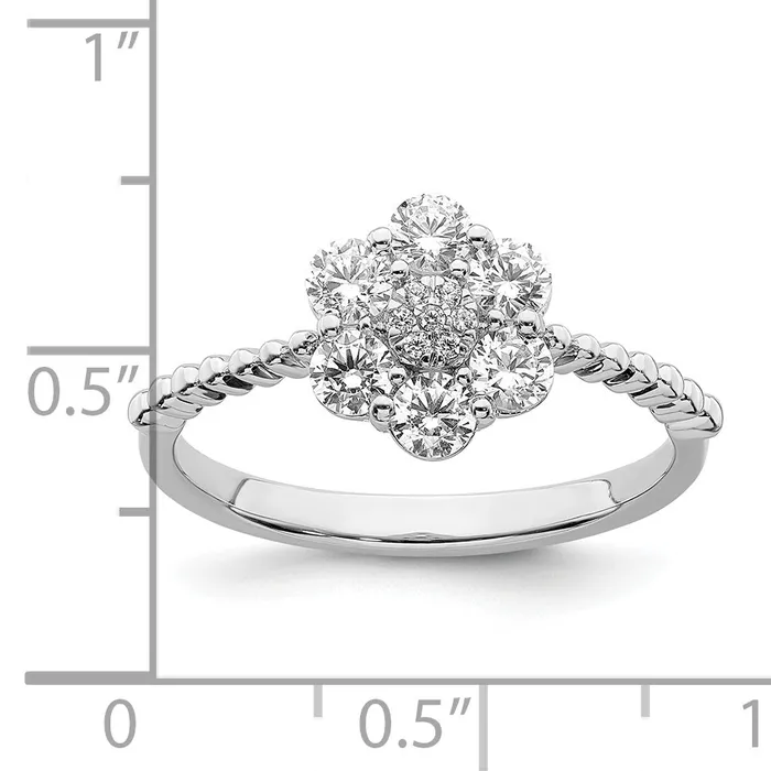14K White Gold Lab Grown Diamond VSSI FGH Floral Ring Goldia Rings