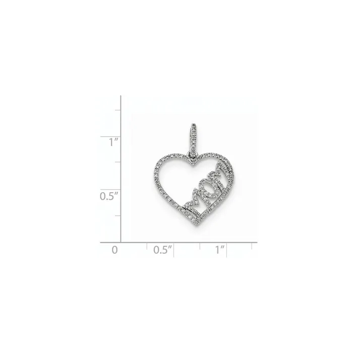 14k White Gold Real Diamond MOM Heart Pendant Goldia Necklaces