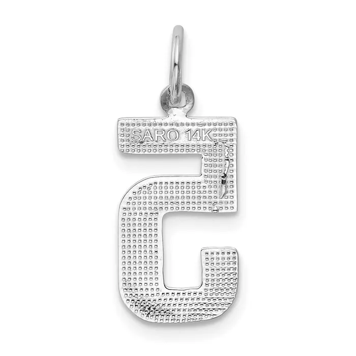 14k White Goldw Medium Polished Number 5 Charm Goldia Charm Necklaces
