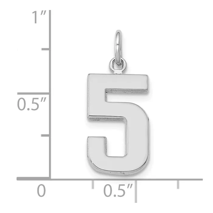 14k White Goldw Medium Polished Number 5 Charm Goldia Charm Necklaces