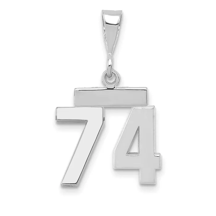 14k White Goldw Small Polished Number 74 Charm Goldia Charm Necklaces