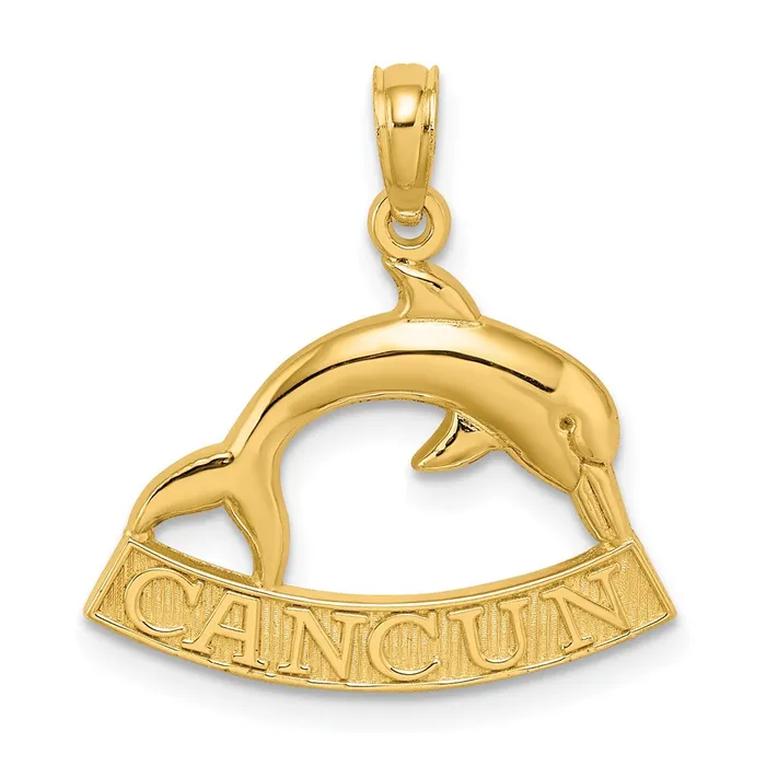 14k Yellow Gold CANCUN Dolphin Charm Goldia Charm Necklaces