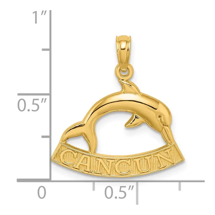 14k Yellow Gold CANCUN Dolphin Charm Goldia Charm Necklaces