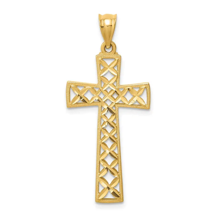 14k Yellow Gold Polished DC Cross Pendant Goldia Necklaces