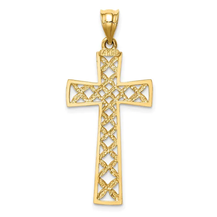 14k Yellow Gold Polished DC Cross Pendant Goldia Necklaces