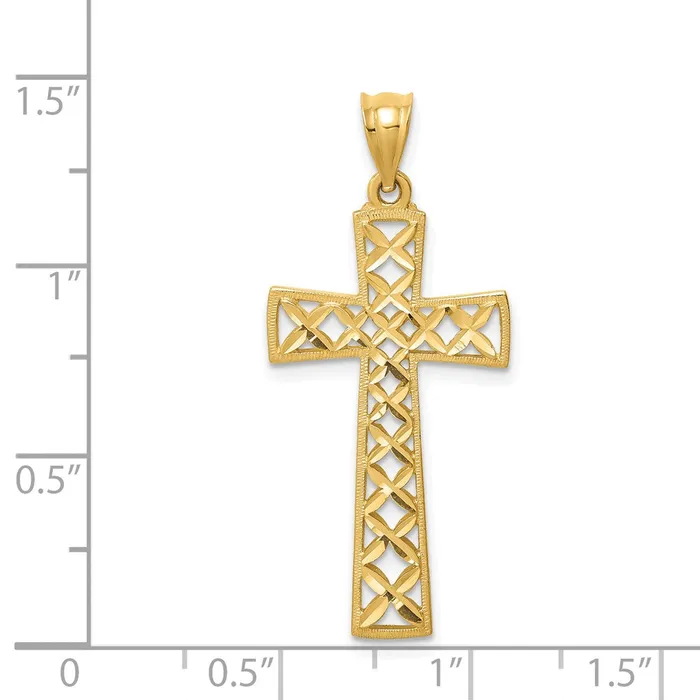 14k Yellow Gold Polished DC Cross Pendant Goldia Necklaces