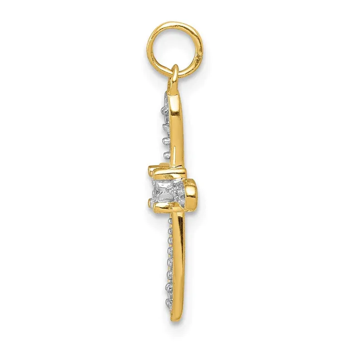 14k Yellow Gold u0026 Rhodium 120ct Real Diamond Cross Charm Goldia Charm Necklaces