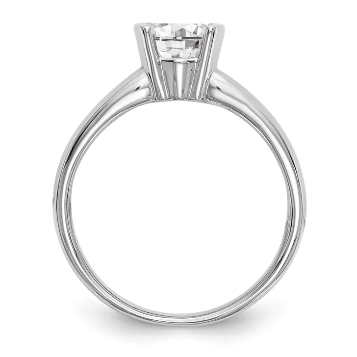 200ct CZ Solid Real 14K White Gold Round Bezel Solitaire Engagement Ring Goldia Rings