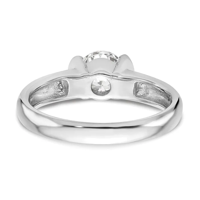 200ct CZ Solid Real 14K White Gold Round Bezel Solitaire Engagement Ring Goldia Rings