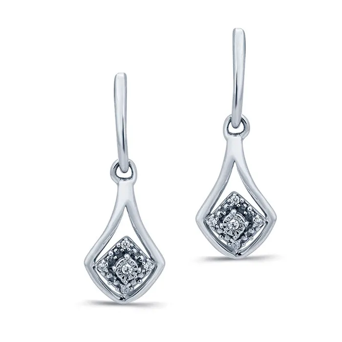 Diamond Accent Squared Teardrop Earrings in 10K White Gold Goldia Earrings