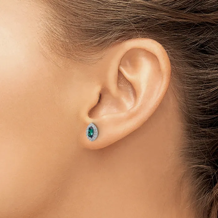 Earrings 14k White Gold 15 Ct Lab Grown Diamond VSSI G and Lab Created Alexandrite June Birthstone Post Earrings Goldia