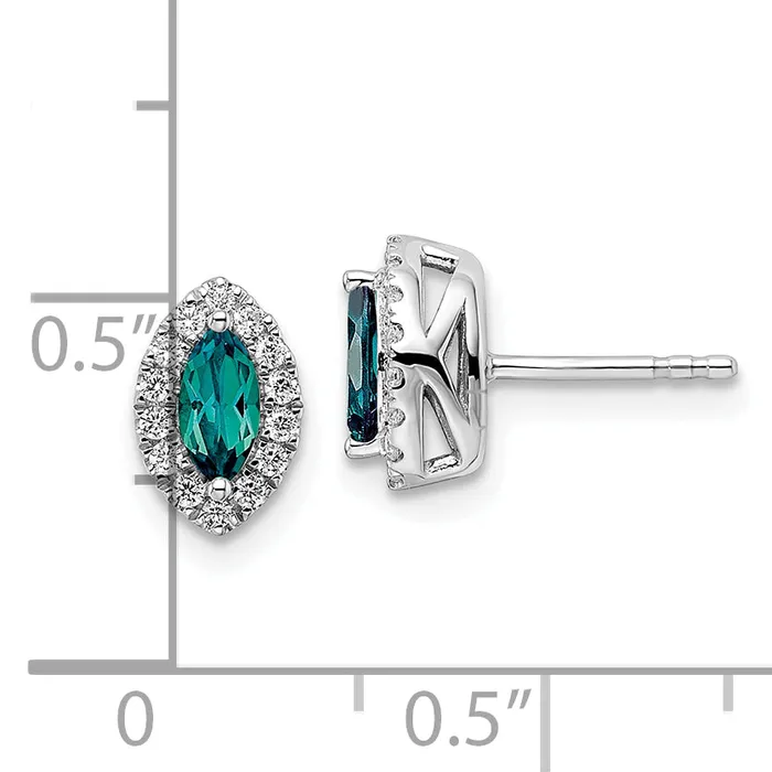 Earrings 14k White Gold 15 Ct Lab Grown Diamond VSSI G and Lab Created Alexandrite June Birthstone Post Earrings Goldia