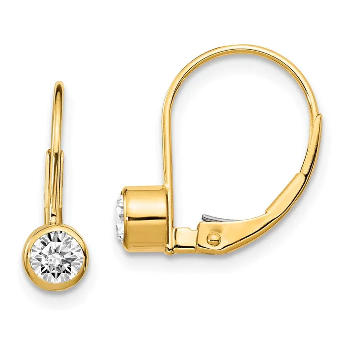 Earrings 14k Yellow Gold VS Real Diamond leverback Earrings Goldia
