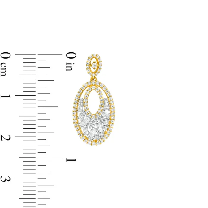 Earrings Goldia 075 CT TW Composite Diamond Oval Scatter Drop Earrings in 10K Gold Earrings Goldia 075 CT TW Composite Diamond Oval Scatter Drop Earrings in 10K Gold