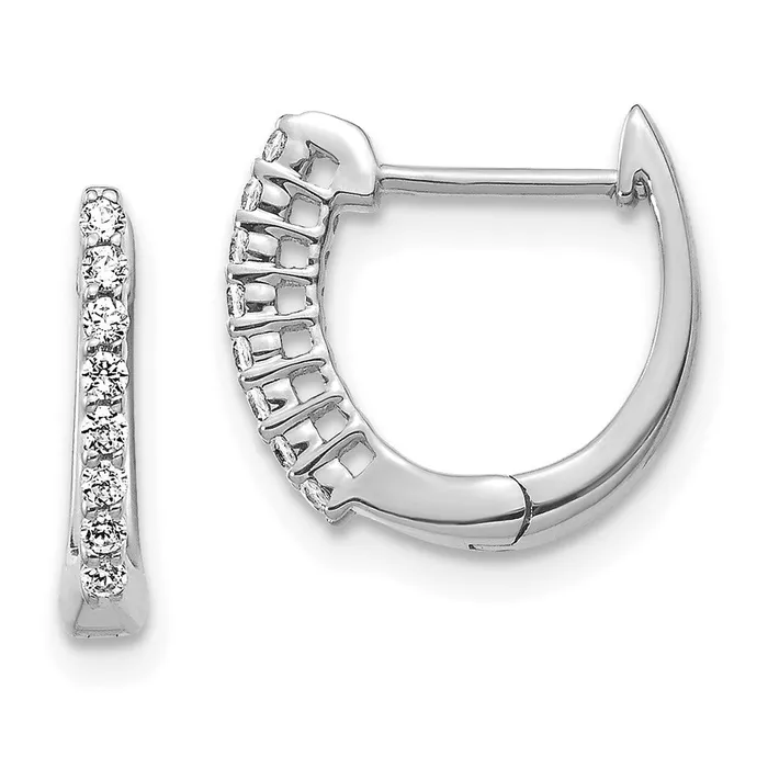 Earrings Goldia Solid 14k White Gold Polished Simulated CZ Hinged Hoop Earrings Earrings Goldia Solid 14k White Gold Polished Simulated CZ Hinged Hoop Earrings