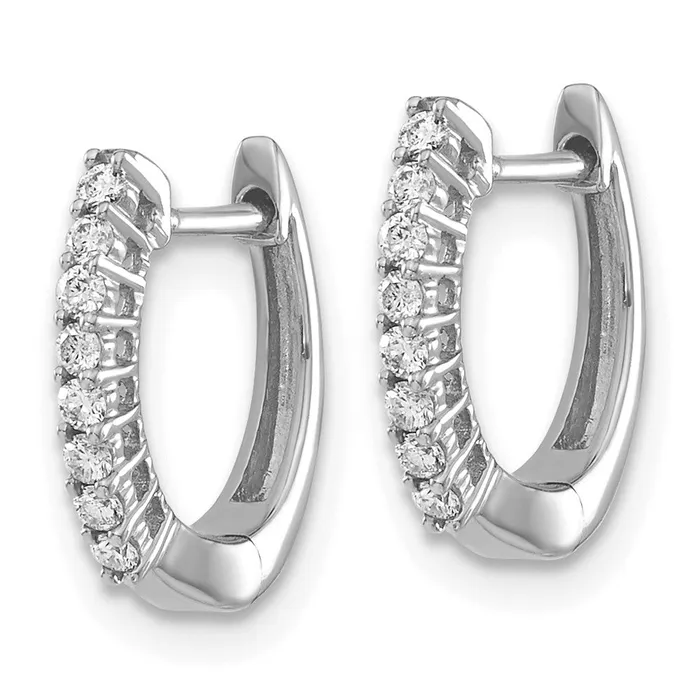 Earrings Goldia Solid 14k White Gold Polished Simulated CZ Hinged Hoop Earrings Earrings Goldia Solid 14k White Gold Polished Simulated CZ Hinged Hoop Earrings