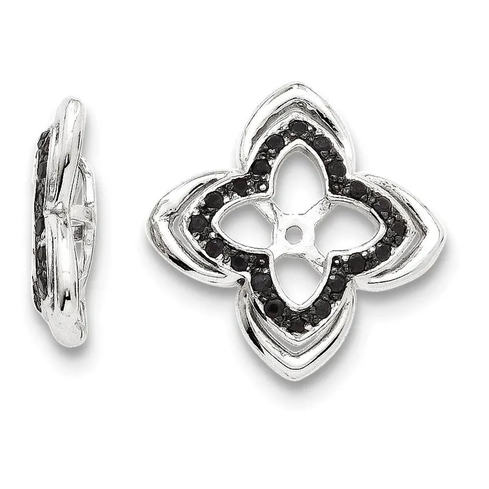 Earrings Sterling Silver Rhodium Black Sapphire Earring Jacket Goldia