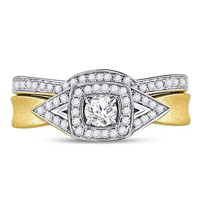 gndatlanta 14k Yellow Gold Round Diamond Bridal Wedding Ring Set 12 Cttw Rings