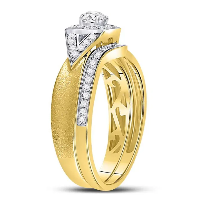 gndatlanta 14k Yellow Gold Round Diamond Bridal Wedding Ring Set 12 Cttw Rings