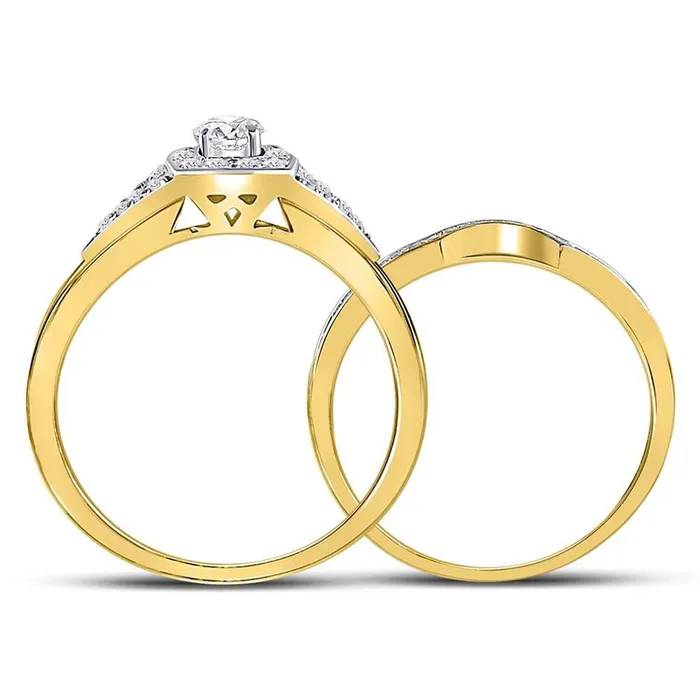gndatlanta 14k Yellow Gold Round Diamond Bridal Wedding Ring Set 12 Cttw Rings