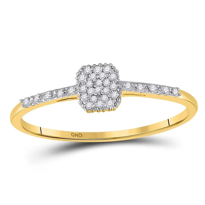 gndatlanta Rings 10k Yellow Gold Round Diamond Slender Cluster Ring 120 Cttw gndatlanta Rings 10k Yellow Gold Round Diamond Slender Cluster Ring 120 Cttw